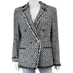 Lafayette 148 New York Devin Double Breasted Tweed Blazer Size 12